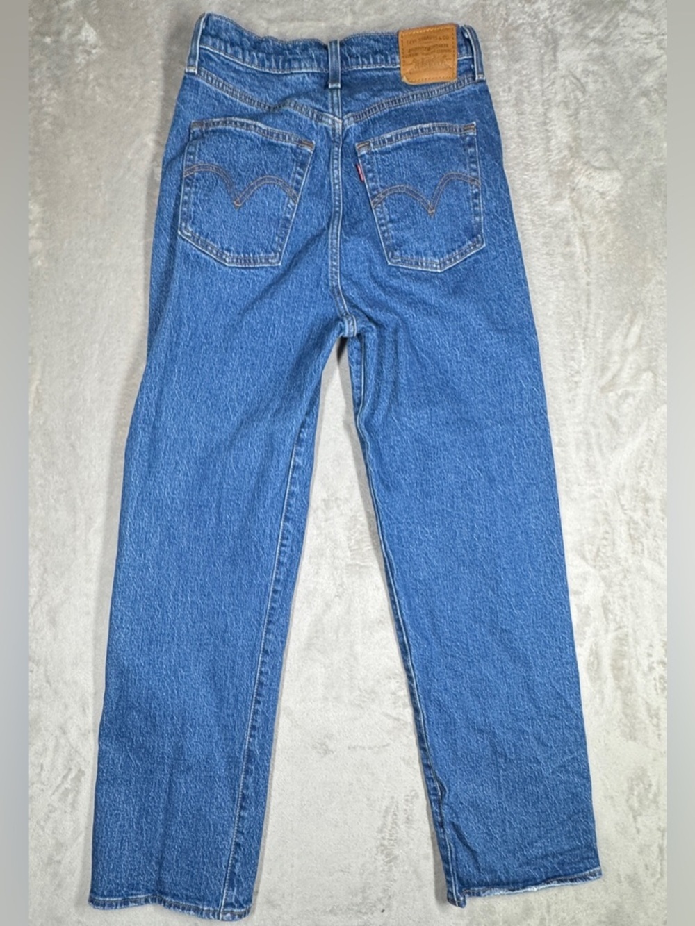 Levi’s Premium Big E Ribcage Straight Ankle Button Fly Denim Blue Jean Size 28